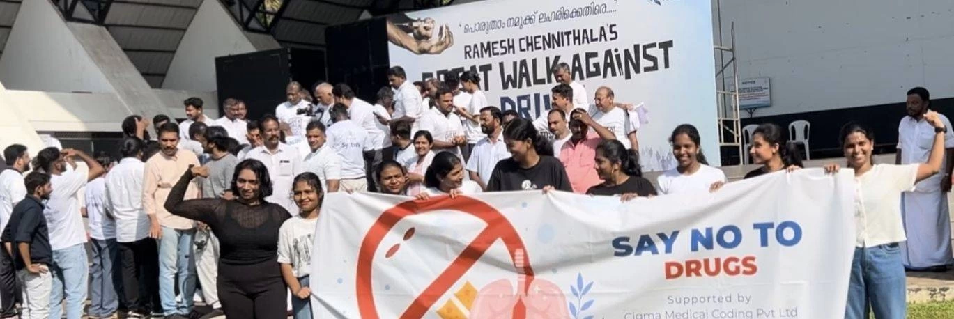 Cigma Medical Coding Kochi Joins Ramesh Chennithala’s Walk Against Drugs: Standing Strong for a Drug-Free Future